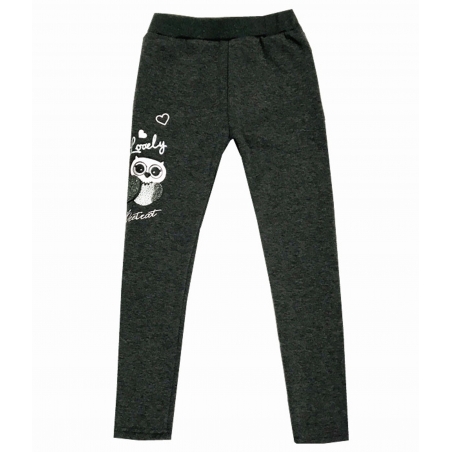 Dívčí zateplené legíny s kožíškem a sovičkou | 95% bavlna