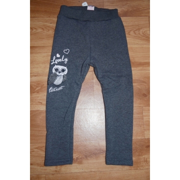 Dívčí zateplené legíny s kožíškem a sovičkou | 95% bavlna