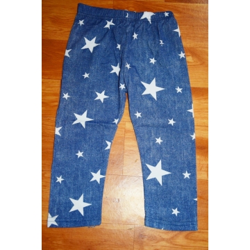 Dívčí bavlněné 3/4 legíny HVĚZDY | Riflový vzhled