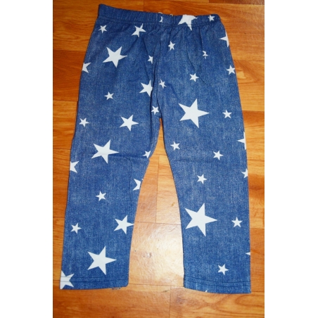 Dívčí bavlněné 3/4 legíny HVĚZDY | Riflový vzhled