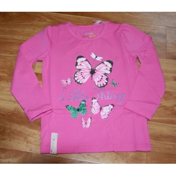 Dívčí tričko dlouhý rukáv Kugo motýlek - růžová