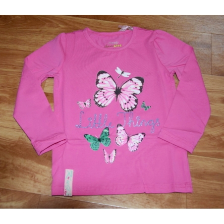 Dívčí tričko dlouhý rukáv Kugo motýlek - růžová