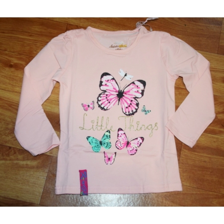 Dívčí tričko dlouhý rukáv Kugo motýlek - lososová