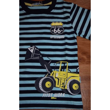 Chlapecké letní tričko  krátký rukáv - proužek Bagr