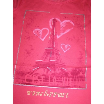 Dívčí tričko dlouhý rukáv Paříž - srdíčka Kugo