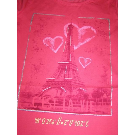 Dívčí tričko dlouhý rukáv Paříž - srdíčka Kugo