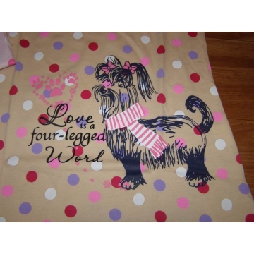 Dívčí bavlněná noční košilka s pejskem a puntíky - 100% bavlna