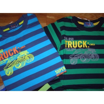 Chlapecké tričko dlouhý rukáv Kugo proužek AUTO zelená