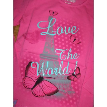 Dívčí tričko dlouhý rukáv Paříž Kugo motýlek