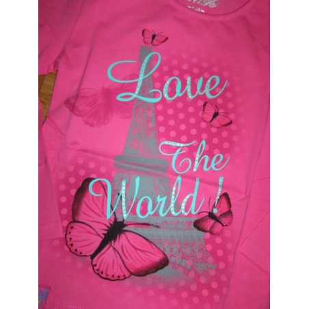 Dívčí tričko dlouhý rukáv Paříž Kugo motýlek