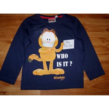Chlapecké tričko dlouhý rukáv kocour Garfield - tm.modrá
