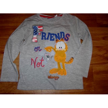 Chlapecké tričko dlouhý rukáv kocour Garfield - šedá