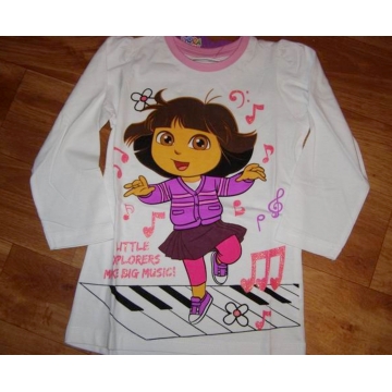 Dívčí tričko, tunika  dlouhý rukáv  holčička DORA - bílá