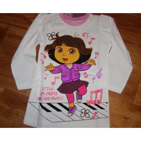 Dívčí tričko, tunika  dlouhý rukáv  holčička DORA - bílá
