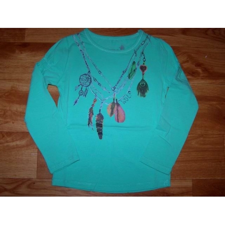 Dívčí tričko dlouhý rukáv Wolf náhrdelník zelinkavá