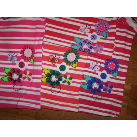 Dívčí tričko dlouhý rukáv proužek Kugo kytičky