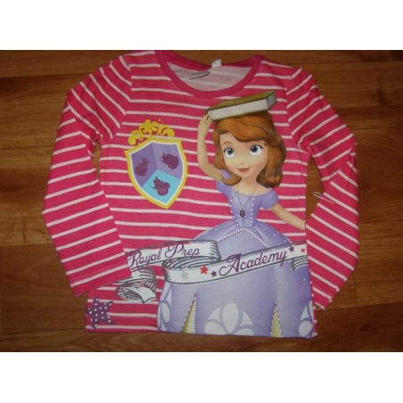 Dívčí tričko dlouhý rukáv princezna Sofie růžová