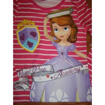 Dívčí tričko dlouhý rukáv princezna Sofie růžová