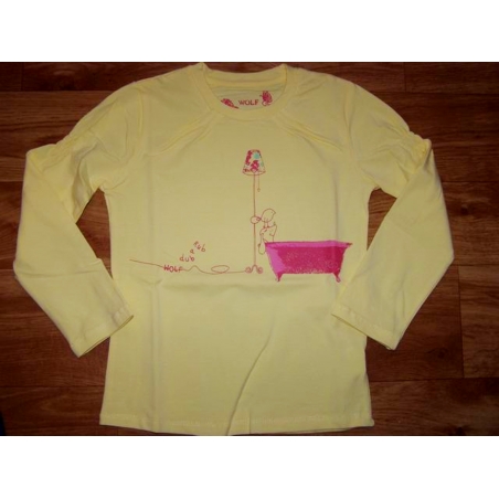 Dívčí tričko dlouhý rukáv obrázek Wolf  žlutá