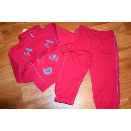 Kojenecká tepláková souprava Wolf - tm. růžová