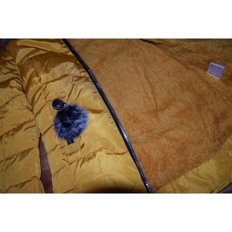 Dívčí luxusní prošívaný zimní kabátek s kožešinkou