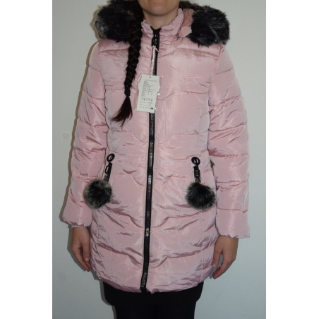 Dívčí luxusní prošívaný zimní kabátek s kožešinkou