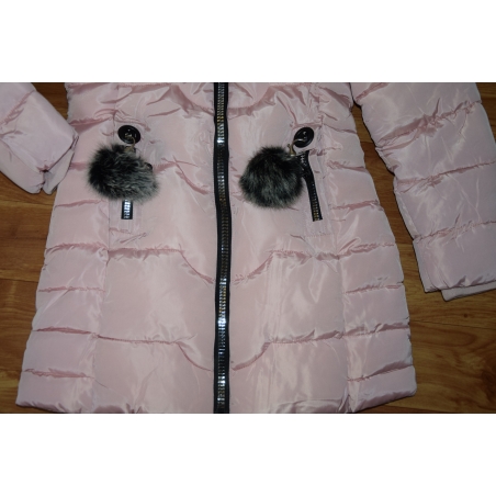 Dívčí luxusní prošívaný zimní kabátek s kožešinkou