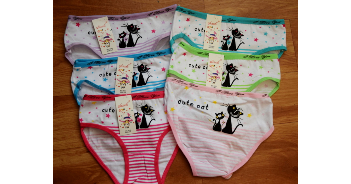 Dívčí spodní kalhotky - černé kočičky