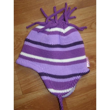 Pletená zimní čepice PLETEX proužek vel.44-48 fialová
