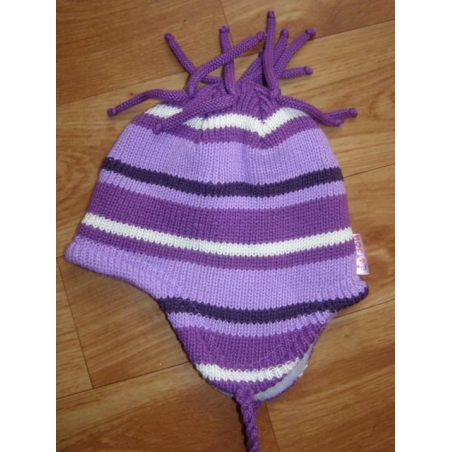 Pletená zimní čepice PLETEX proužek vel.44-48 fialová