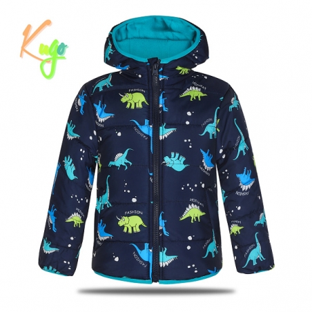 Chlapecká zimní prošívaná bunda | Teplá a pohodlná motiv dinosaurus