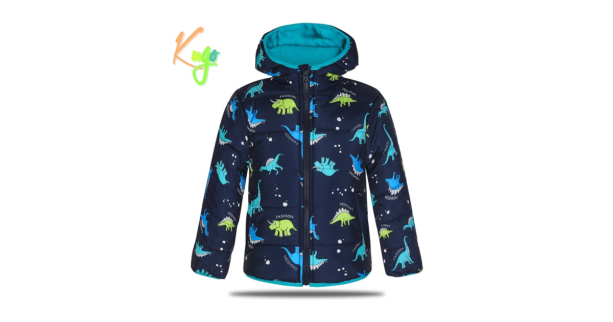 Chlapecká zimní prošívaná bunda | Teplá a pohodlná motiv dinosaurus