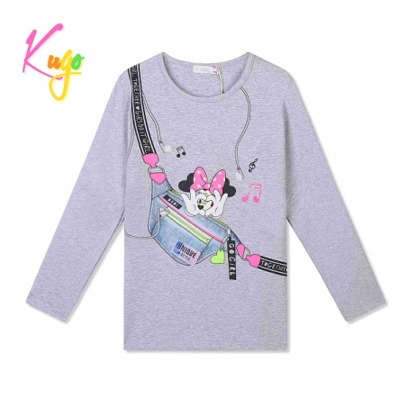 Dívčí tričko dlouhý rukáv Minnie Kugo TM6219Q šedé