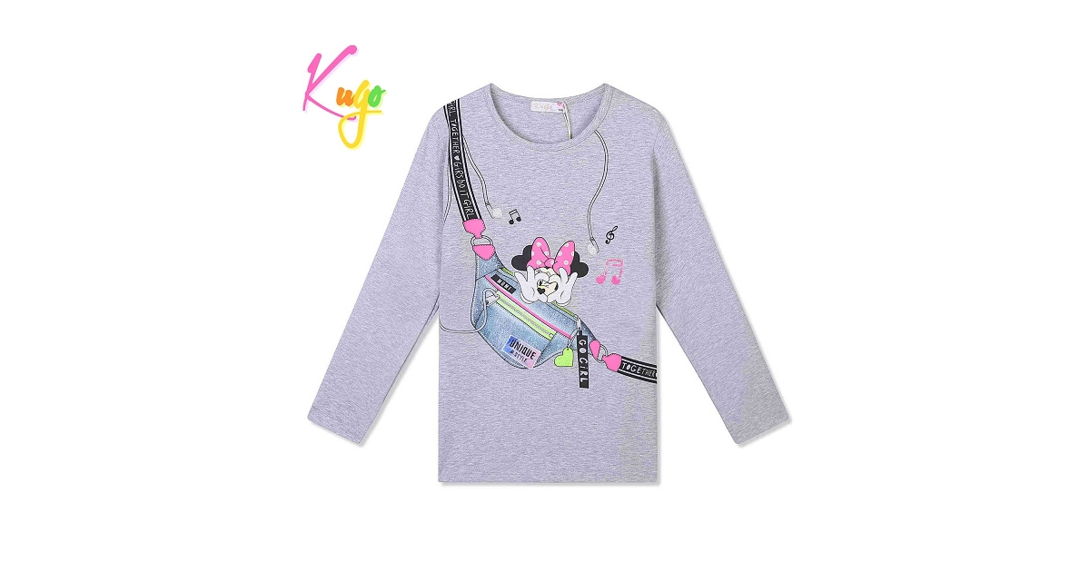 Dívčí tričko dlouhý rukáv Minnie Kugo TM6219Q šedé
