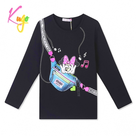 Dívčí tričko dlouhý rukáv Minnie Kugo TM6219Q  černé