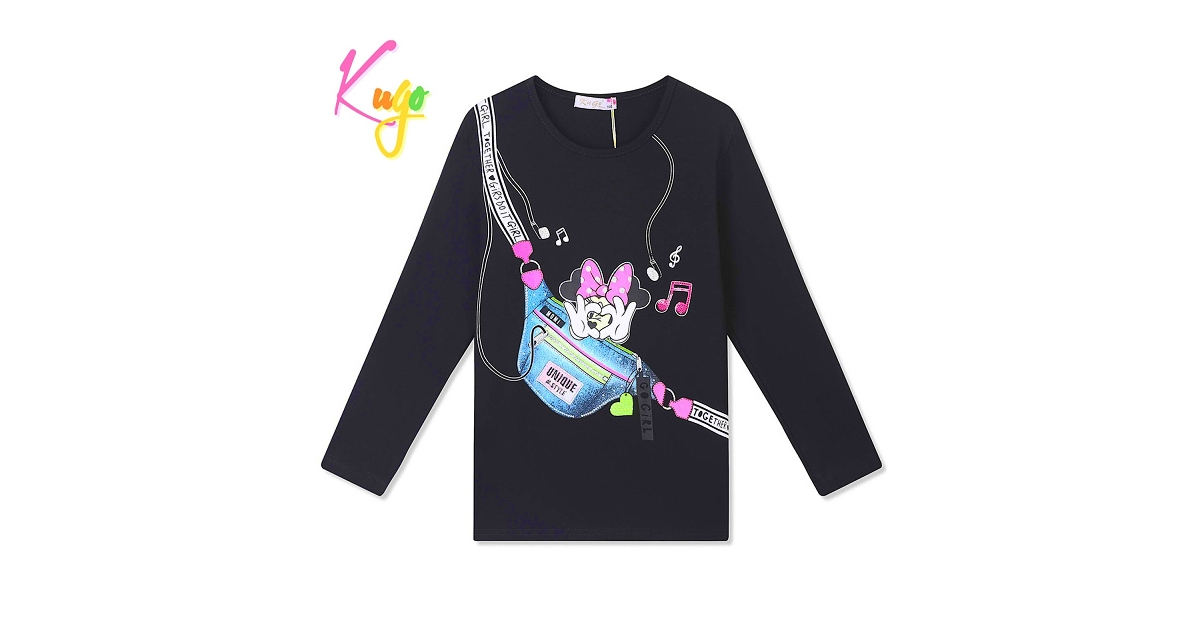 Dívčí tričko dlouhý rukáv Minnie Kugo TM6219Q  černé