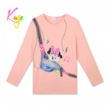 Dívčí tričko dlouhý rukáv Minnie Kugo TM6219Q lososové