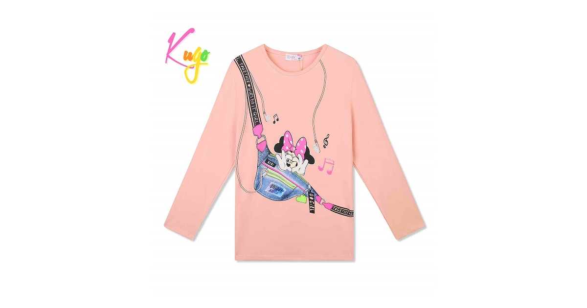 Dívčí tričko dlouhý rukáv Minnie Kugo TM6219Q lososové