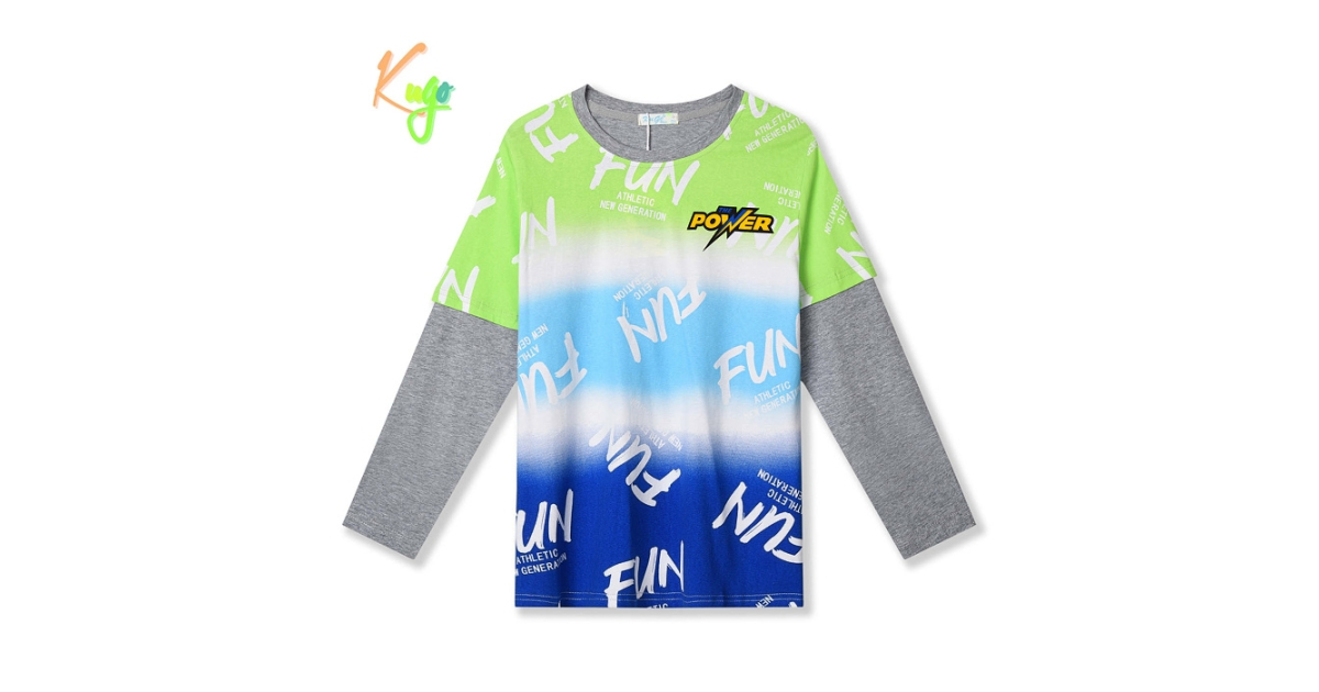 Chlapecké tričko dlouhý rukáv s nápisy - Kugo HC9316