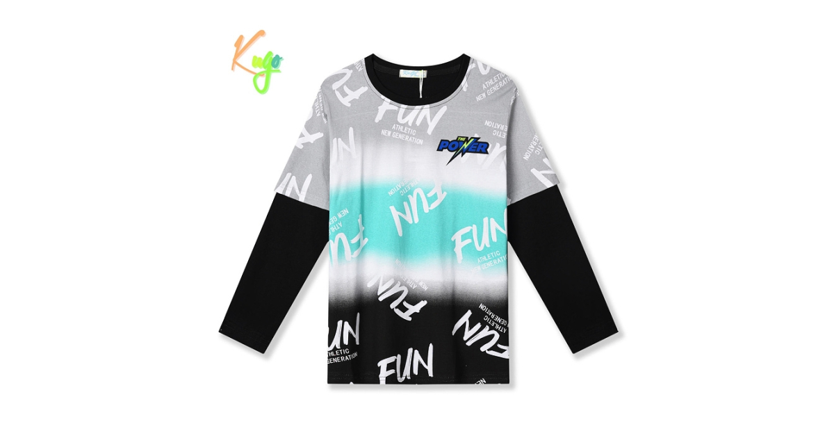 Chlapecké tričko dlouhý rukáv s nápisy - Kugo HC9316