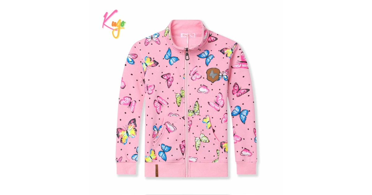 Dívčí tepláková mikina s motýlky | 100% bavlna, zateplená | E-shop