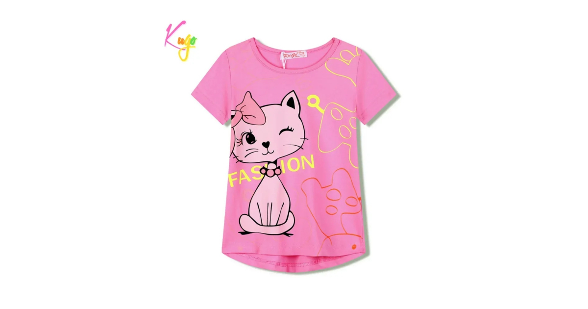 Dívčí tričko Kugo KOČKA  FC1058 růžová