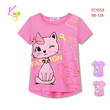 Dívčí tričko Kugo KOČKA  FC1058 růžová
