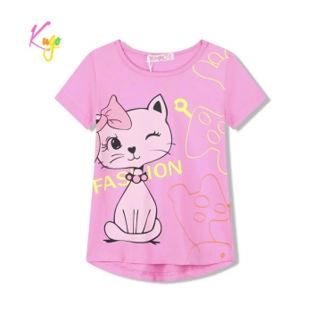 Dívčí letní tričko Kugo KOČKA  FC1058 lososová