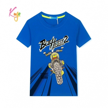 Chlapecké tričko krátký rukáv Kugo modrá motorka HC0703