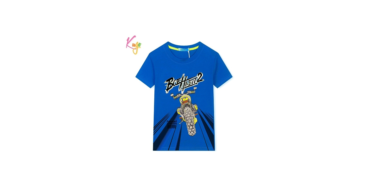 Chlapecké tričko krátký rukáv Kugo modrá motorka HC0703