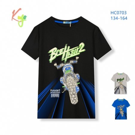 Chlapecké tričko krátký rukáv Kugo modrá motorka HC0703