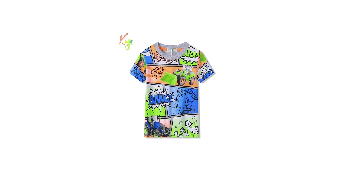 Chlapecké tričko Kugo krátký rukáv traktor šedé
