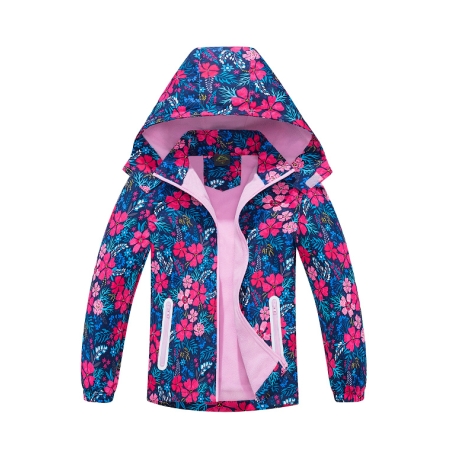 Dívčí šusťáková bunda zateplená motiv kytiček