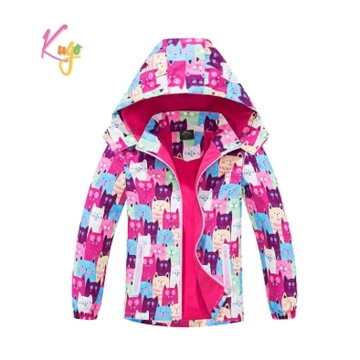 Dívčí šusťáková bunda zateplená motiv roztomilých kočiček